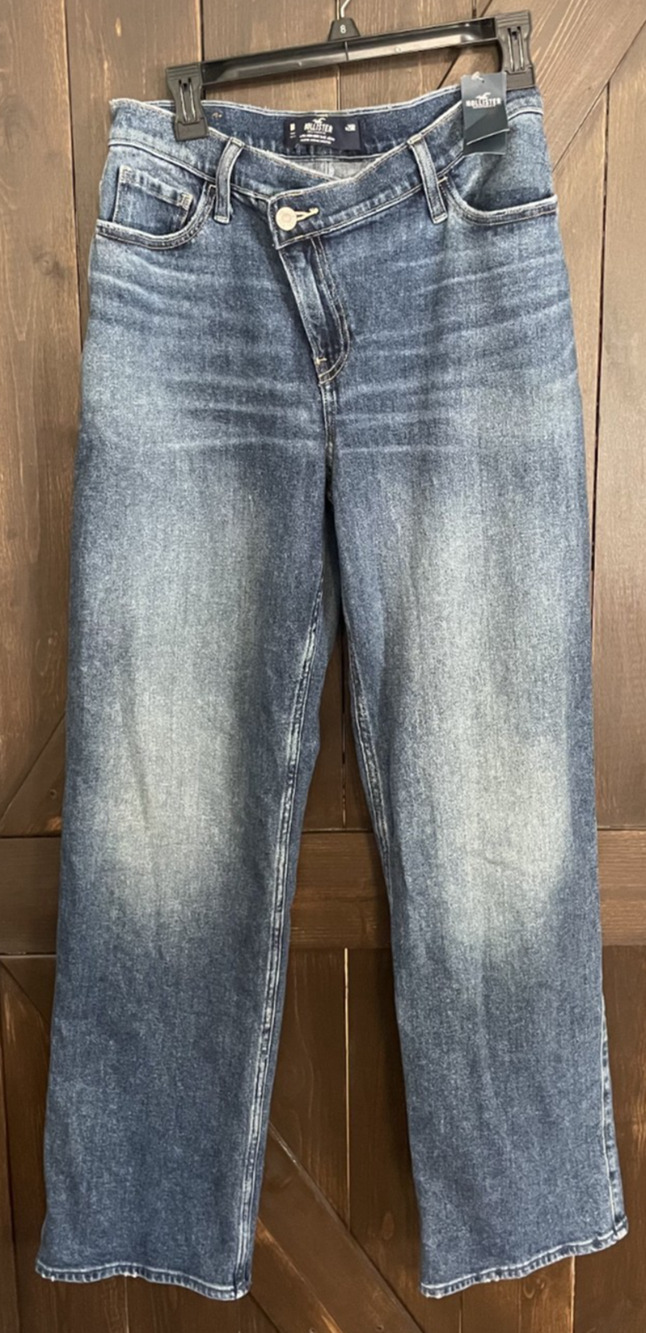 Hollister Ultra High-Rise Dad Jeans Women 8R W29R Blue Vintage Stretch Denim NWT